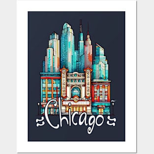 Vibrant Chicago Theater Graphic Tee | Gift for Chicago Lover | Dark Posters and Art